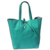 Florence ital. Shopper Echtleder Damen  Business trkis OTF112T