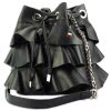 Florence  mit Volants Leder Handtasche Nieten schwarz OTF125S