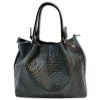 Florence  Damen Handtasche Echtleder schwarz Flechtmuster OTF163S