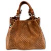 Florence  Damen Handtasche Echtleder braun Flechtmuster OTF164C