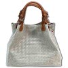 Florence  Damen Handtasche Echtleder grau Flechtmuster OTF164K