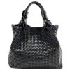 Florence  Damen Handtasche Echtleder schwarz Flechtmuster OTF164S