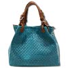 Florence  Damen Handtasche Echtleder trkis Flechtmuster OTF164T