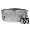 Florence Echtleder Grteltasche Damen silber metallic Bauchtasche Jugend OTF807J