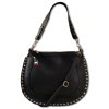 Florence  Damen Satteltasche Nieten Echtleder schwarz OTM105S