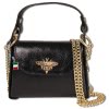 Florence  Biene Damen Handtasche Echtleder metallic schwarz OTM805M