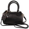 Florence  Damen Handtasche Bowlingtasche Echtleder schwarz OTM807S