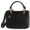 Florence  Damen gesteppte Handtasche Echtleder schwarz OTM810S