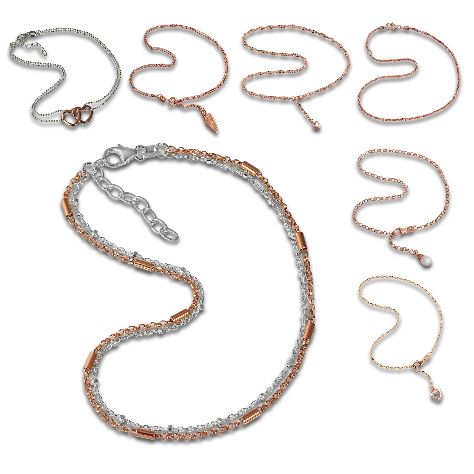 SilberDream Fußkette Rose vergoldet 925 Silber Designauswahl Schmuck SDF0991EX