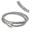 IMPPAC Clip Lederarmband geflochten doppelt  925er Silber IMPPAC Silberbeads SMLA36XX