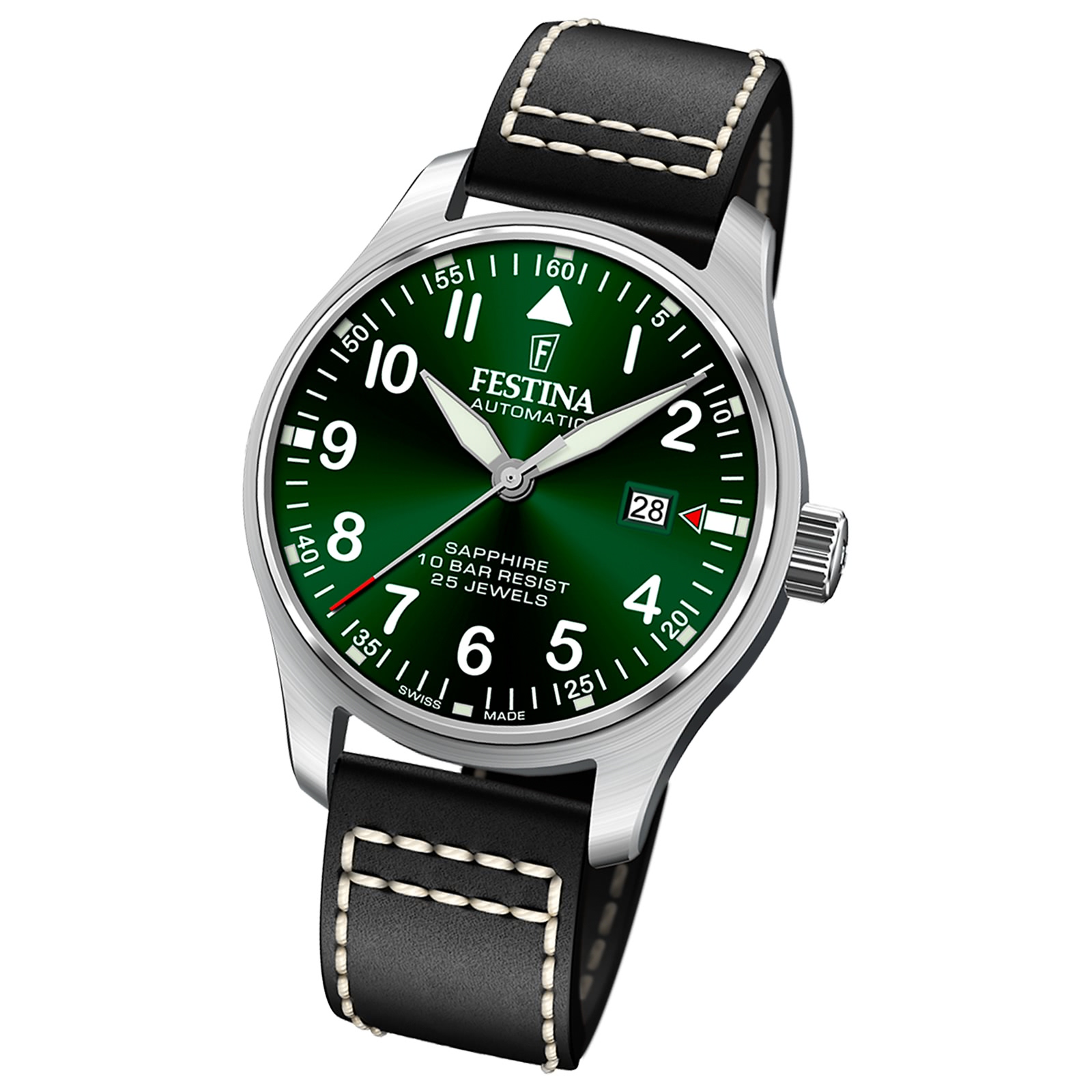 Festina Herrenuhr Swiss Made Armbanduhr Leder schwarz UF20151/2
