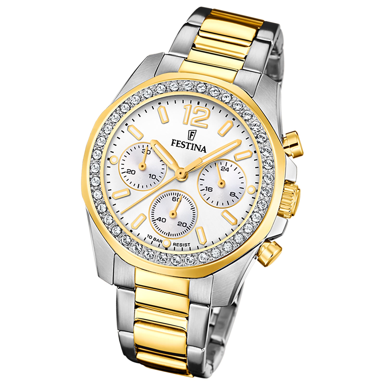 Festina Damenuhr Edelstahl silber gold Festina Boyfriend Armbanduhr UF20607/1