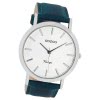 Oozoo Herren-Uhr Ultra Slim Quarzuhr Leder-Armband petrol grn UOC8116