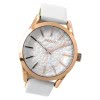 Oozoo Damen Armbanduhr rosegold Timepieces Quarz C9470 Lederarmband wei UOC9470