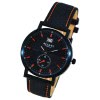 Regent Herren Armbanduhr Analog Lederarmband schwarz orange UR1111574