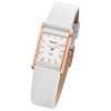 Regent Damen Titan-Armbanduhr rechteck Analog Lederarmband wei URBA846