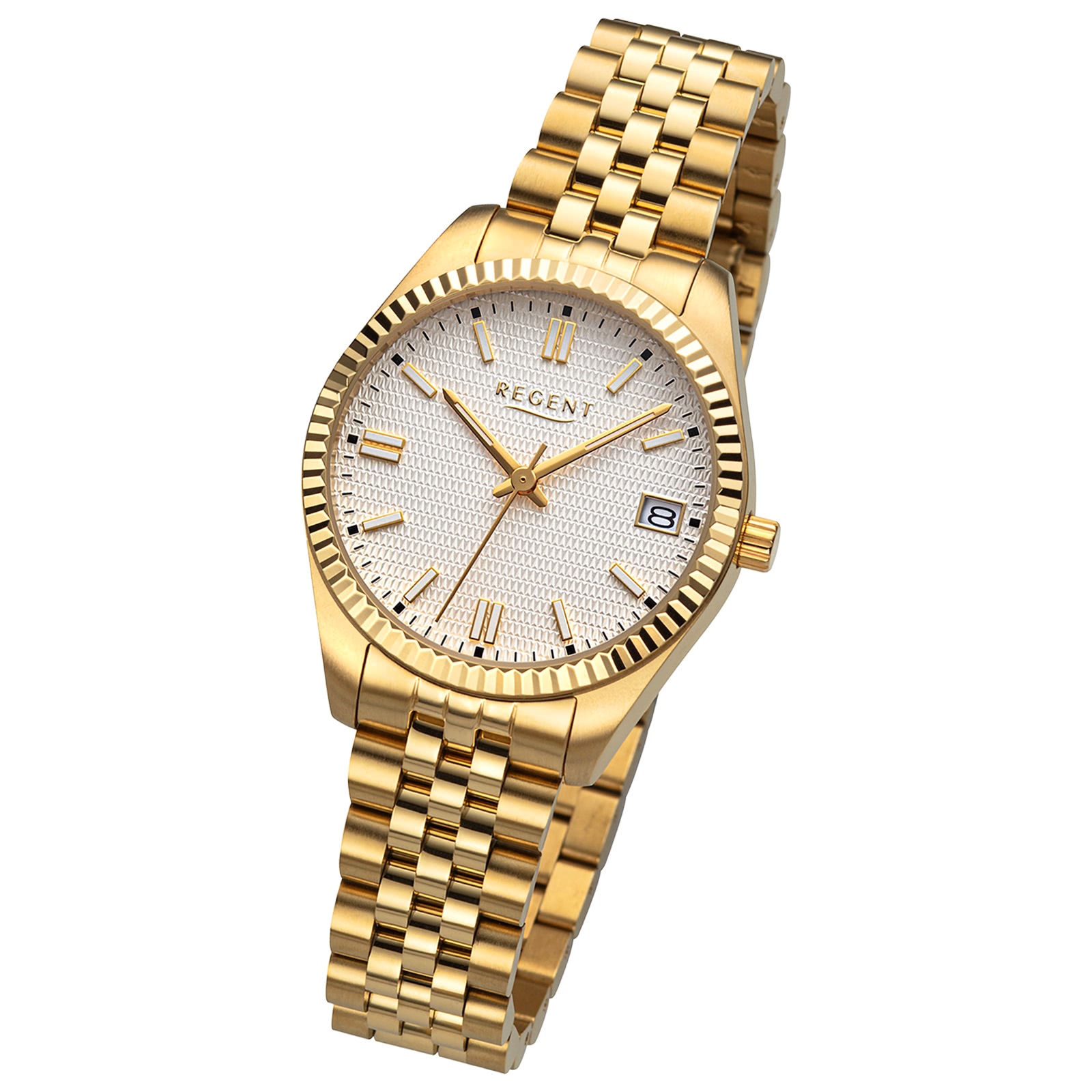 Regent Damenuhr Edelstahl-Armbanduhr Analog Metallarmband gold URBA877