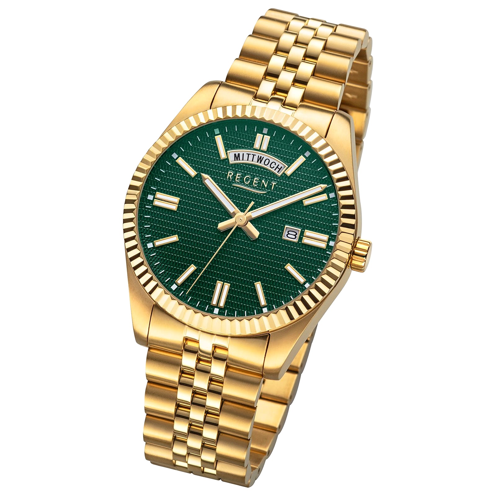 Regent Herrenuhr Edelstahl-Armbanduhr Analog Metallarmband gold URBA882