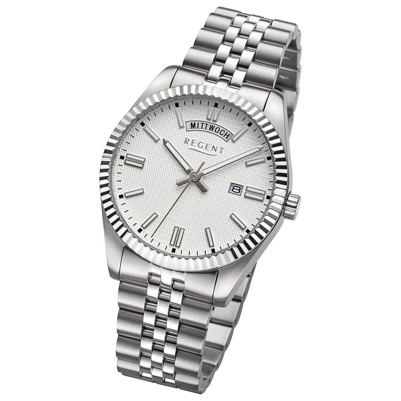 Regent Herrenuhr Edelstahl-Armbanduhr Analog Metallarmband URBA883