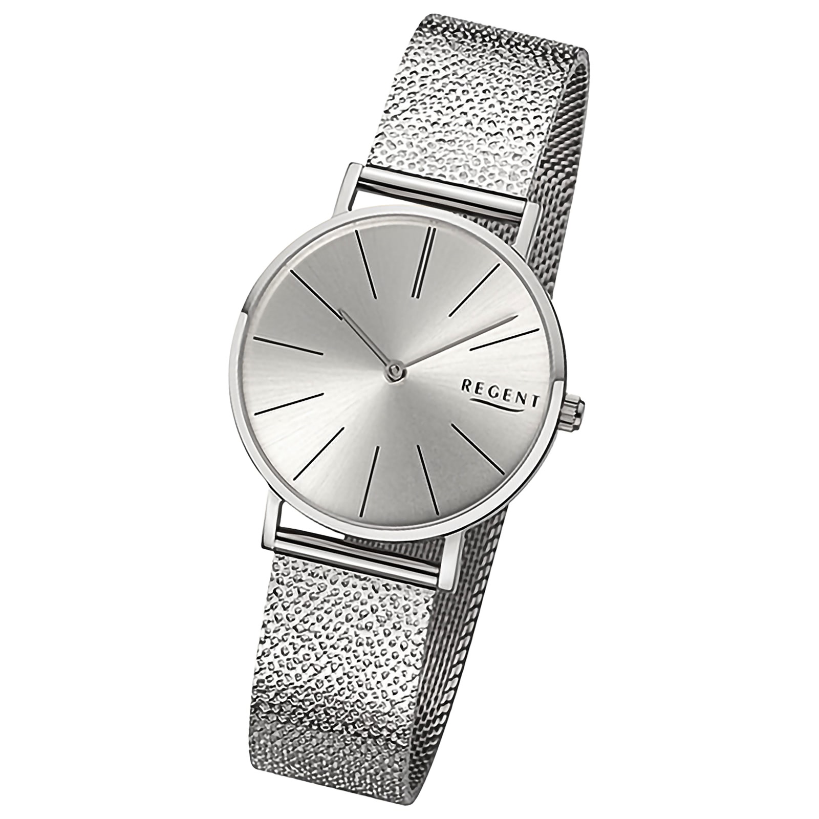 Regent Damenuhr Edelstahl-Armbanduhr Analog Mesh Metallarmband URBA894