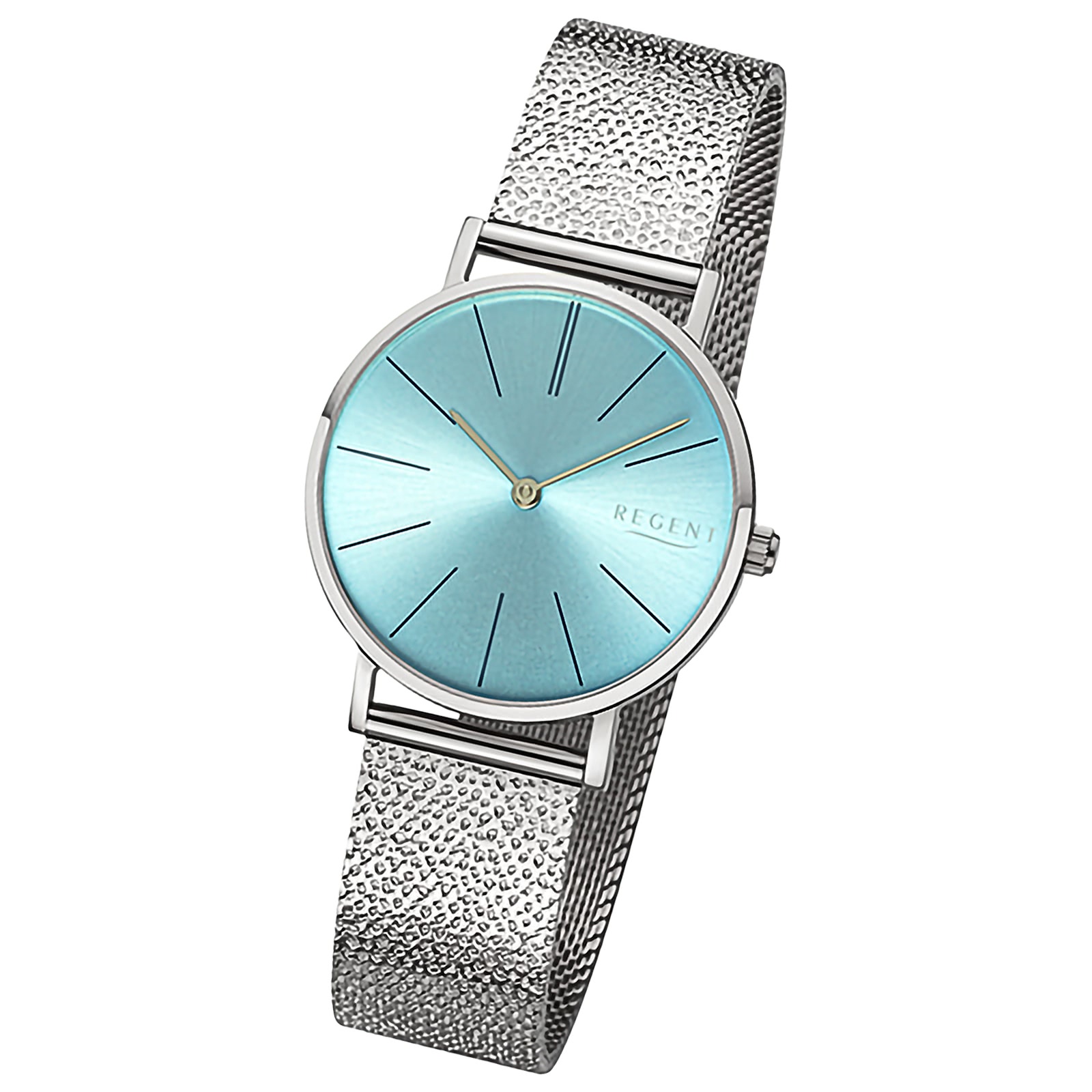 Regent Damenuhr Edelstahl-Armbanduhr Analog Mesh Metallarmband silber URBA896