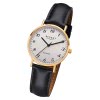 Regent Damen Armbanduhr Analog F-1218 Quarz-Uhr Leder schwarz URF1218