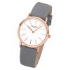 Regent Damen Armbanduhr Analog F-1221 Quarz-Uhr Leder grau URF1221