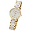 Regent Damen Armbanduhr Analog Keramikarmband gold wei URF1464