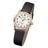 Regent Damen-Armbanduhr klassisch Titan Quarz-Uhr Leder schwarz wei URF661