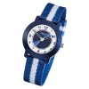 Regent Aluminium Kinder-Armbanduhr Quarz Textil blau, wei Jungen Uhr URF726