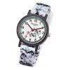 Regent Kinder-Armbanduhr Blumenranke Quarzwerk Textil-Armband wei URF728