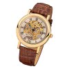 Regent Herren-Armbanduhr Mineralglas Handaufzug Leder braun mechanisch F-1390 URF758