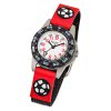 Regent Kinderuhr Fuball drehbare Lnette Textil schwarz rot Jungen Uhr URF943