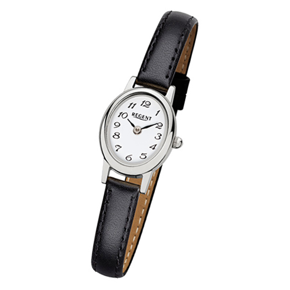Regent Damen-Armbanduhr F-976 Quarz-Uhr Mini Leder-Armband schwarz URF976