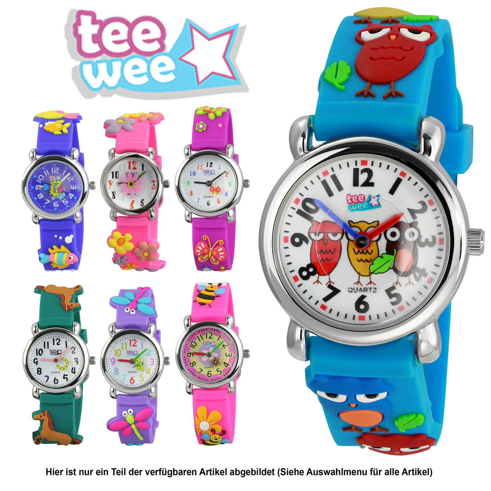 Tee-Wee Kinderuhr Tiere Natur 3D Armband Kinder Uhren Motivauswahl UW103X