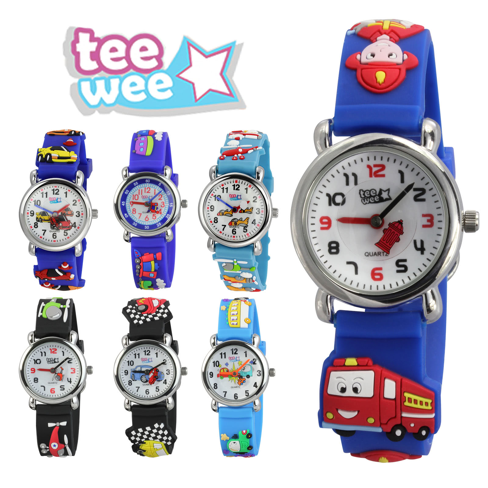 Tee-Wee Kinderuhr Fahr- & Flugzeuge 3D Armband Kinder Uhren Motive UW104X