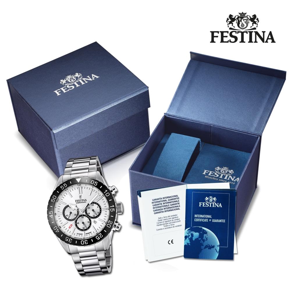 Festina Herrenuhr Keramik F20575/1 Armbanduhr Edelstahl silber