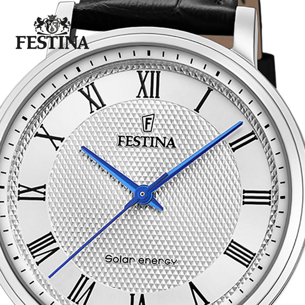 Festina Herrenuhr Leder schwarz Festina Solar Energy Solaruhr