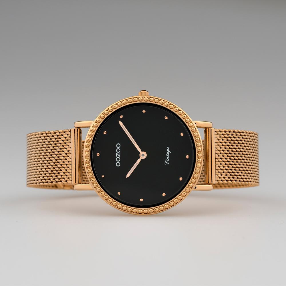Schwarz Glitzer Oozoo Damenuhr Schwarz Oozoo Uhren Damen Rosegold
