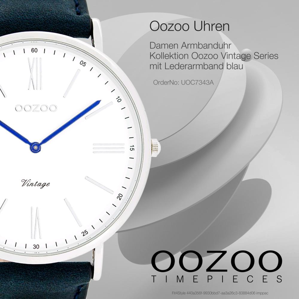 Oozoo Unisex Wristwatch Vintage Analog Leather Blue UOC7343A