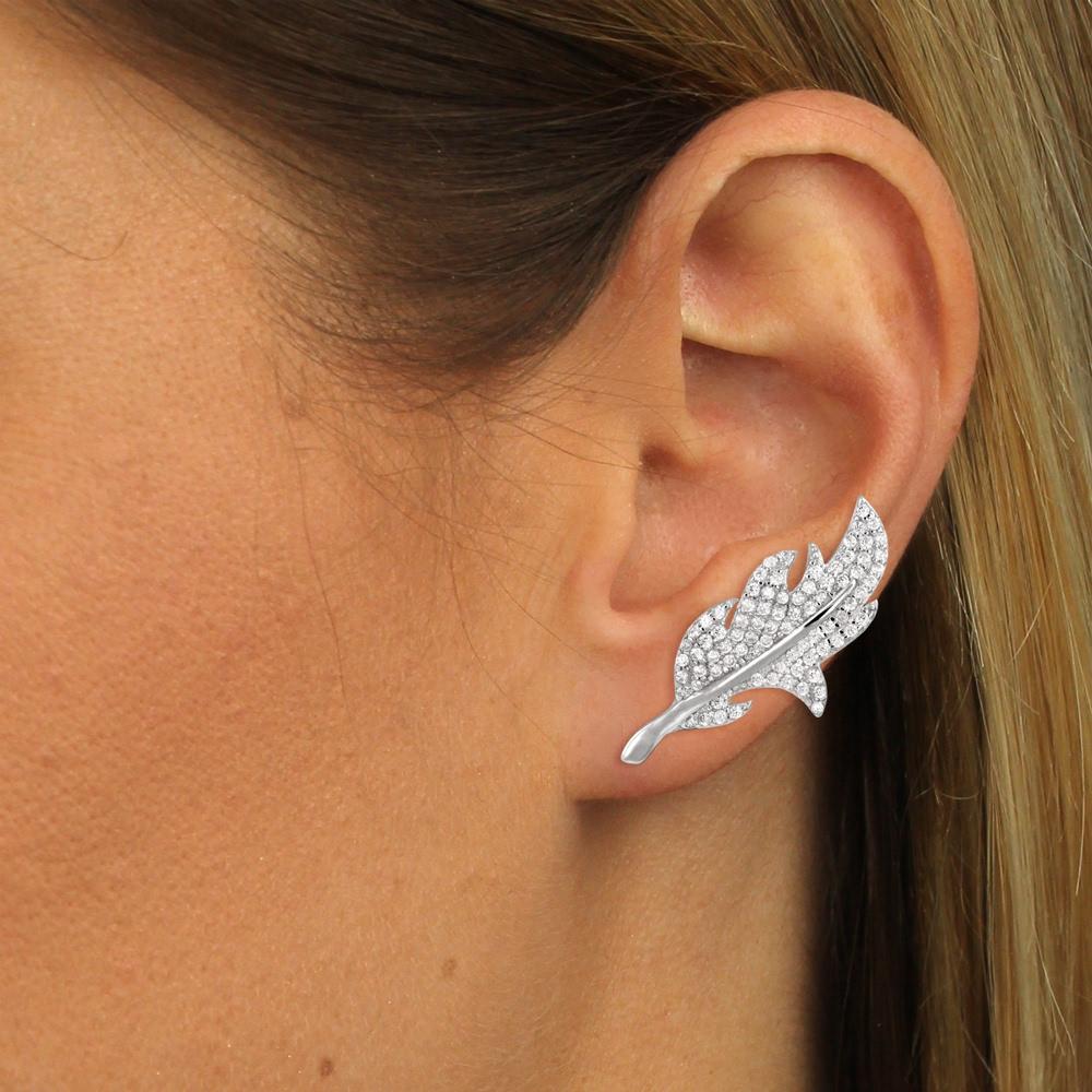 LÖB Ohrklemme Ohrklemme Ear Cuff Viereck Zirkonia Rund weiß, 925 Silber (Geschenke für Frauen LÖB Ohrklemme Ohrklemme Ear Cuff Viereck Zirkonia Rund weiß, 925 Silber (Geschenke für Frauen