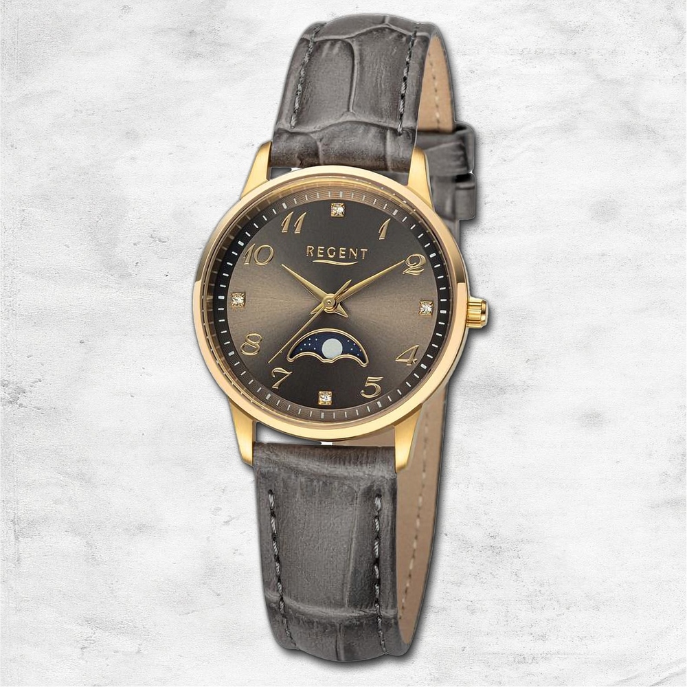 Regent Damen Armbanduhr Analog Lederarmband braun UR2102553